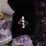 Adjustable Rainbow Moonstone Crystal Ring