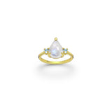 Moonstone and Sky Blue Topaz Crystal Ring
